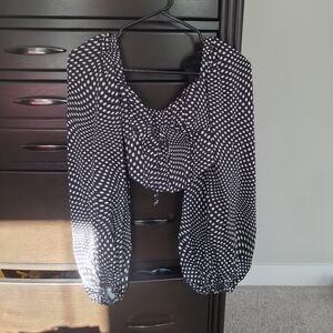 For Love and Lemons Black and White Polka Dot Top with Boning